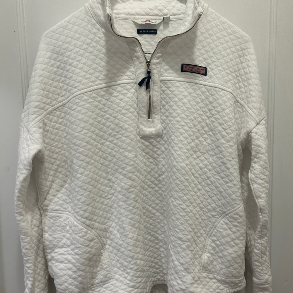 Vineyard Vines Cream Quilted Shep Shirt Women’s Size L